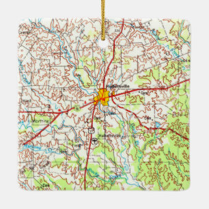 Halletsville TX Topo Map Ceramic Ornament