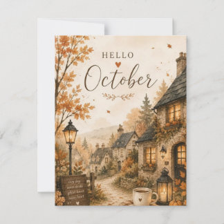 Hallo fall day invitation card full autumn colour