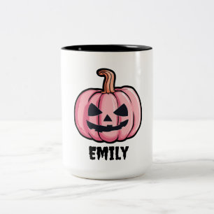 Hallo pumpkin Halloween Personalized name  Two-Tone Coffee Mug