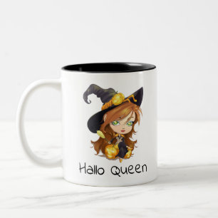 Hallo Queen Cute Witch   Halloween Two-Tone Coffee Mug
