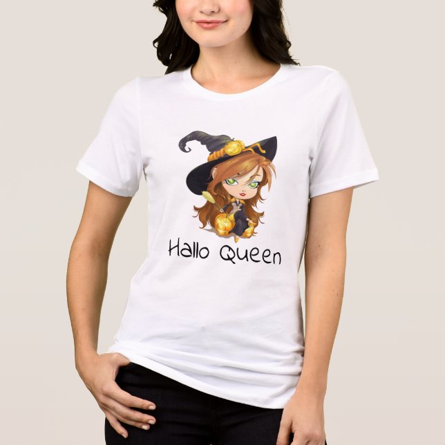 Hallo Queen | Halloween Tri-Blend Shirt (Front)