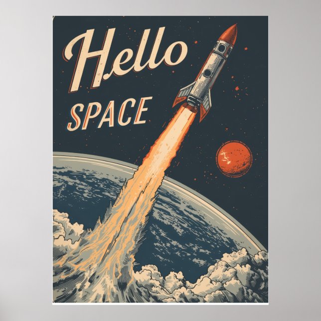 Hallo Weltall-Retro Futurismus Poster (Front)