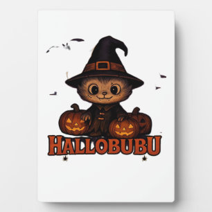 Hallobubu Halloween Cute & Spooky Witch Cat T-Shir Plaque