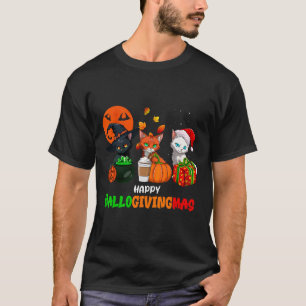 Hallogivingmas Cats Halloween T-Shirt