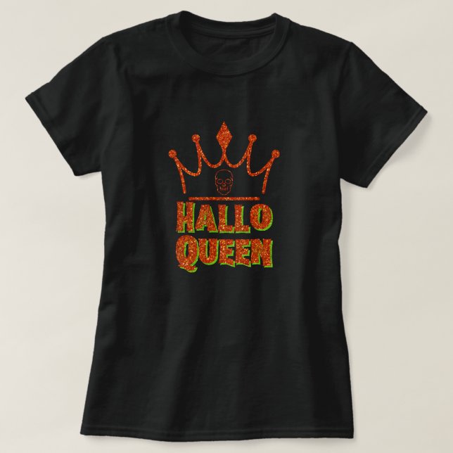 HalloQueen Crown Halloween Glitter T-Shirt (Design Front)