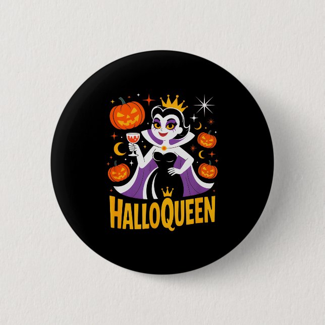 Halloqueen Retro Vamre Queen Halloween Pumpkins Ba 6 Cm Round Badge (Front)