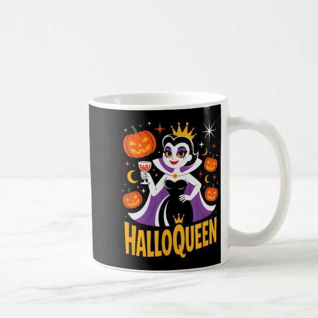 Halloqueen Retro Vamre Queen Halloween Pumpkins Ba Coffee Mug (Right)