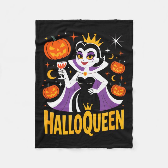 Halloqueen Retro Vamre Queen Halloween Pumpkins Ba Fleece Blanket (Front)