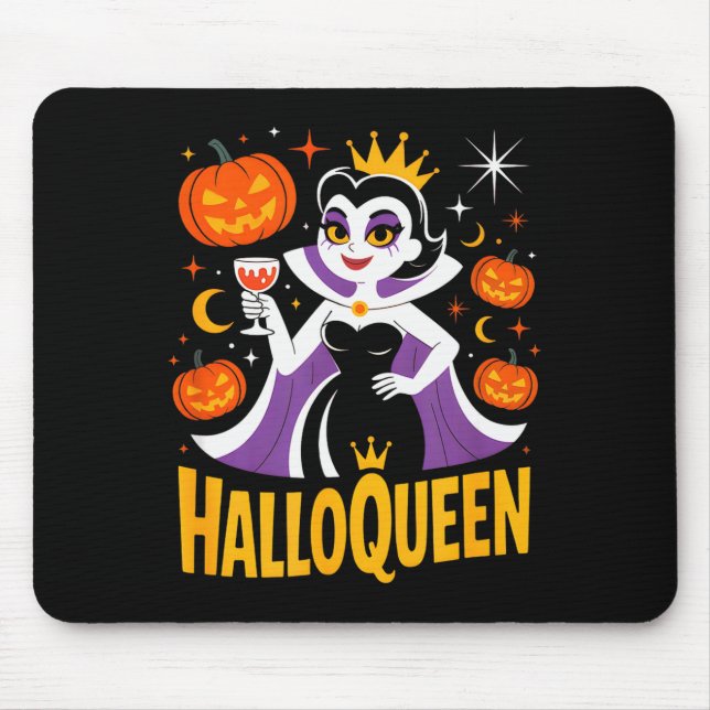 Halloqueen Retro Vamre Queen Halloween Pumpkins Ba Mouse Mat (Front)