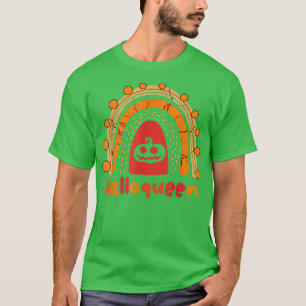 Halloqueen Women Funny Pumpkin Halloween Rainbow T-Shirt
