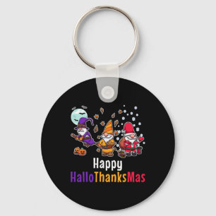 Hallothankmas Gnomes Halloween Thanksgiving Christ Key Ring