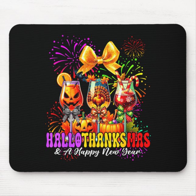 Hallothanksmas &amp; A Happy New Year Fireworks Wi Mouse Mat (Front)