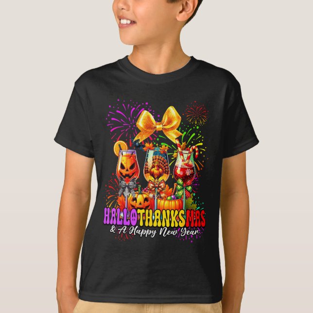Hallothanksmas &amp; A Happy New Year Fireworks Wi T-Shirt (Front)