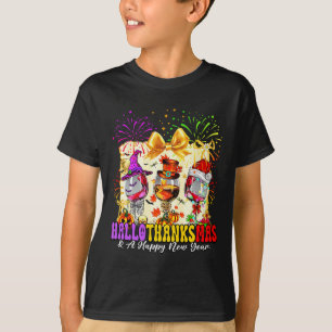 Hallothanksmas And A Happy New Year Wine Gles Fire T-Shirt