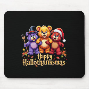 Hallothanksmas Bears Tee Halloween Thanksgiving Ch Mouse Mat