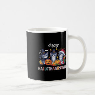 Hallothanksmas Cat Christmas Halloween Thanksgivin Coffee Mug