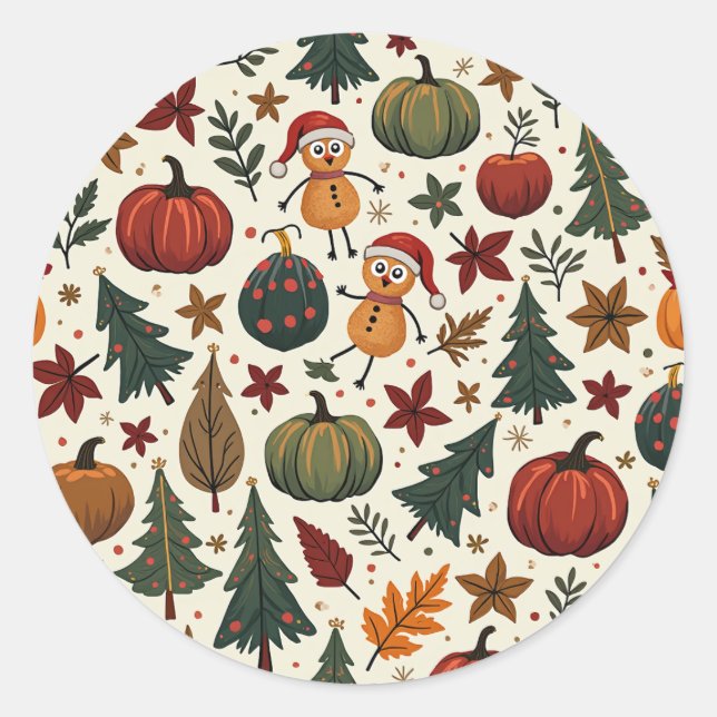 hallothanksmas classic round sticker (Front)