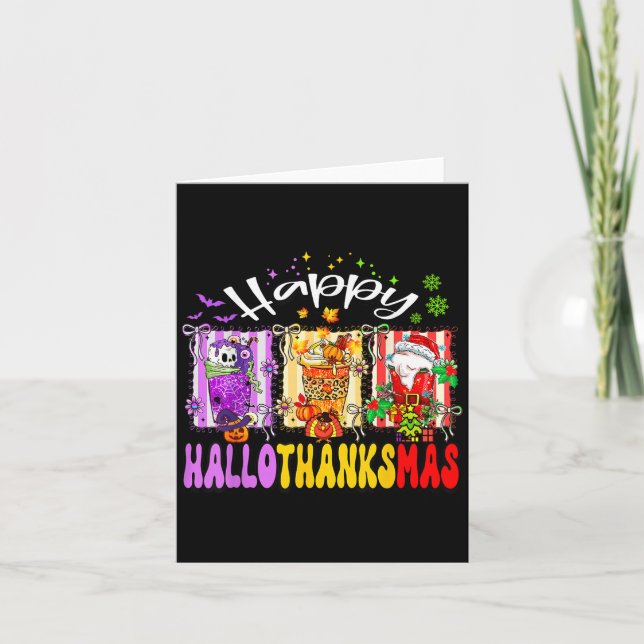 Hallothanksmas Coffee Latte Halloween Thanksgiving Card (Front)