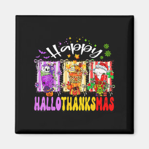 Hallothanksmas Coffee Latte Halloween Thanksgiving Magnet