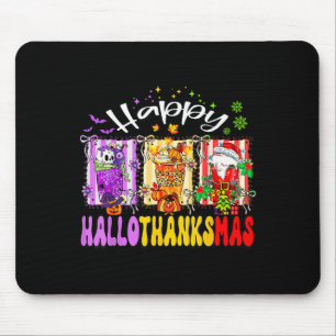 Hallothanksmas Coffee Latte Halloween Thanksgiving Mouse Mat