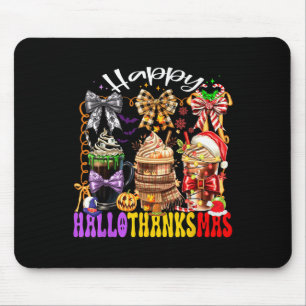 Hallothanksmas Coffee Latte Halloween Thanksgiving Mouse Mat