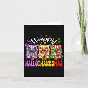 Hallothanksmas Coquette Bow Halloween Thanksgiving Card