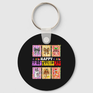 Hallothanksmas Coquette Bow Halloween Thanksgiving Key Ring