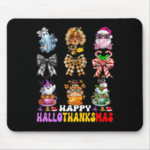 Hallothanksmas Coquette Bow Halloween Thanksgiving Mouse Mat