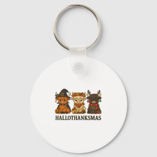 Hallothanksmas Cow Trio Halloween Thanksgiving Key Ring