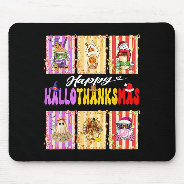 Hallothanksmas Cute Turkey Santa Halloween Thanksg Mouse Mat (Front)
