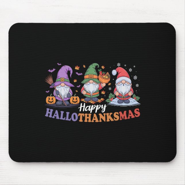 Hallothanksmas For Gnomes Lover Thanksgiving Chris Mouse Mat (Front)