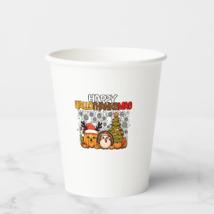 HalloThanksMas Funny Cute Halloween Thanksgiving C Paper Cups