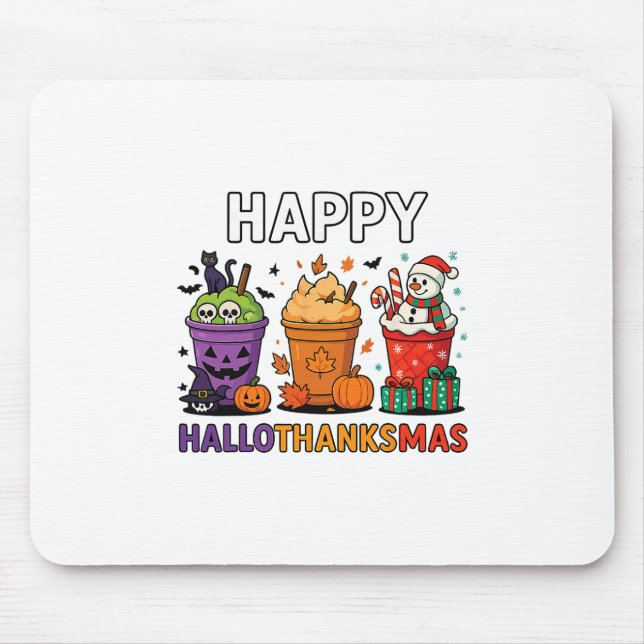 Hallothanksmas Funny Halloween Thanksgiving Christ Mouse Mat (Front)