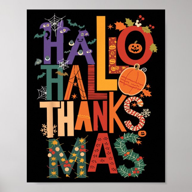 Hallothanksmas Funny Halloween Thanksgiving Christ Poster (Front)