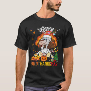 Hallothanksmas Funny Santa Turkey Pumpkin Goat Far T-Shirt