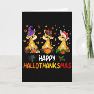 Hallothanksmas Giraffe Halloween Thanksgiving Chri Card
