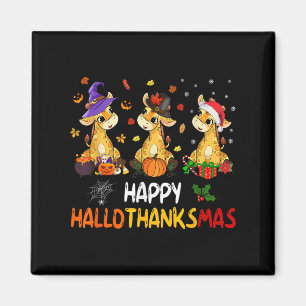 Hallothanksmas Giraffe Halloween Thanksgiving Chri Magnet