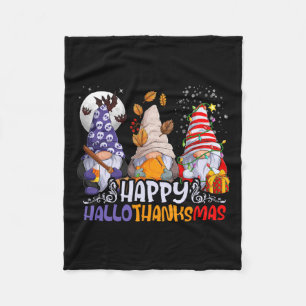 Hallothanksmas Gnomes Halloween Thanksgiving Chris Fleece Blanket