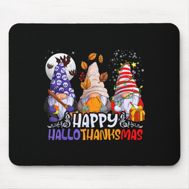Hallothanksmas Gnomes Halloween Thanksgiving Chris Mouse Mat (Front)