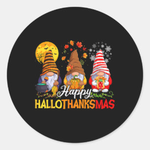 Hallothanksmas Gnomes Halloween Thanksgiving Merry Classic Round Sticker