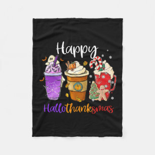 Hallothanksmas Gnomes Halloween Thanksgiving Merry Fleece Blanket