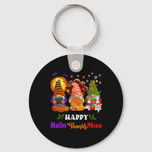 Hallothanksmas Gnomes Halloween Thanksgiving Merry Key Ring