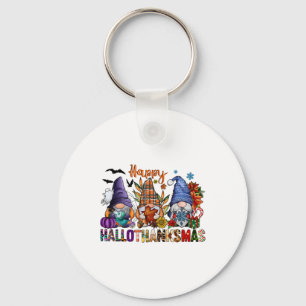 Hallothanksmas Gnomes Halloween Thanksgiving Merry Key Ring