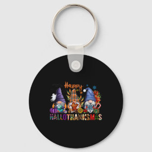 Hallothanksmas Gnomes Halloween Thanksgiving Merry Key Ring
