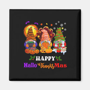 Hallothanksmas Gnomes Halloween Thanksgiving Merry Magnet