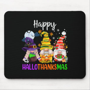 Hallothanksmas Gnomes Halloween Thanksgiving Merry Mouse Mat