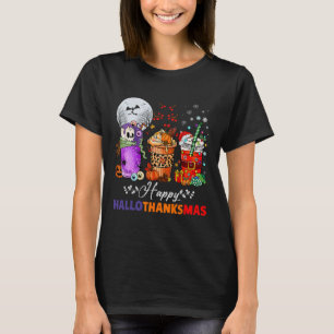 Hallothanksmas Gnomes Halloween Thanksgiving Merry T-Shirt