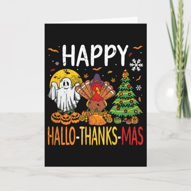 Hallothanksmas Halloween Thanksgiving Christmas  Card (Front)