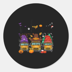 Hallothanksmas Halloween Thanksgiving Christmas Sc Classic Round Sticker