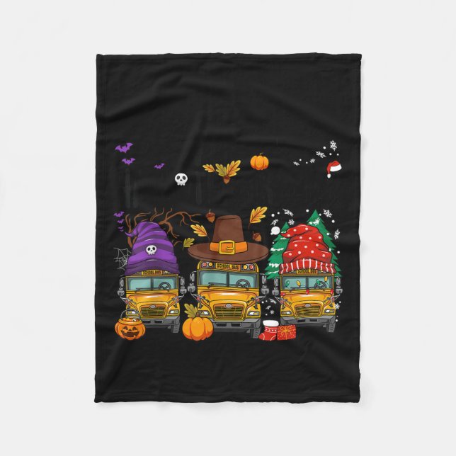 Hallothanksmas Halloween Thanksgiving Christmas Sc Fleece Blanket (Front)